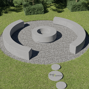 Lenkti betono suoliukai su ugniakuru centre (Kodas S-9)