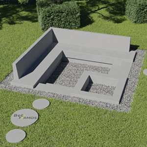 Kvadratinis suoliuku, laiptelių su kampiniu ugniakuru kompleksas (Kodas S-6)