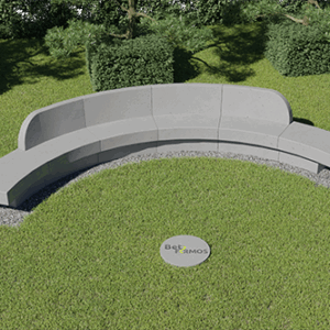 Lenktas betono suoliukas su atlošu (Kodas S-5)