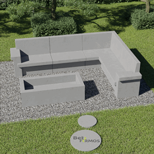 Betoninis suolas - sofa su ugniakuru (Kodas S-4)